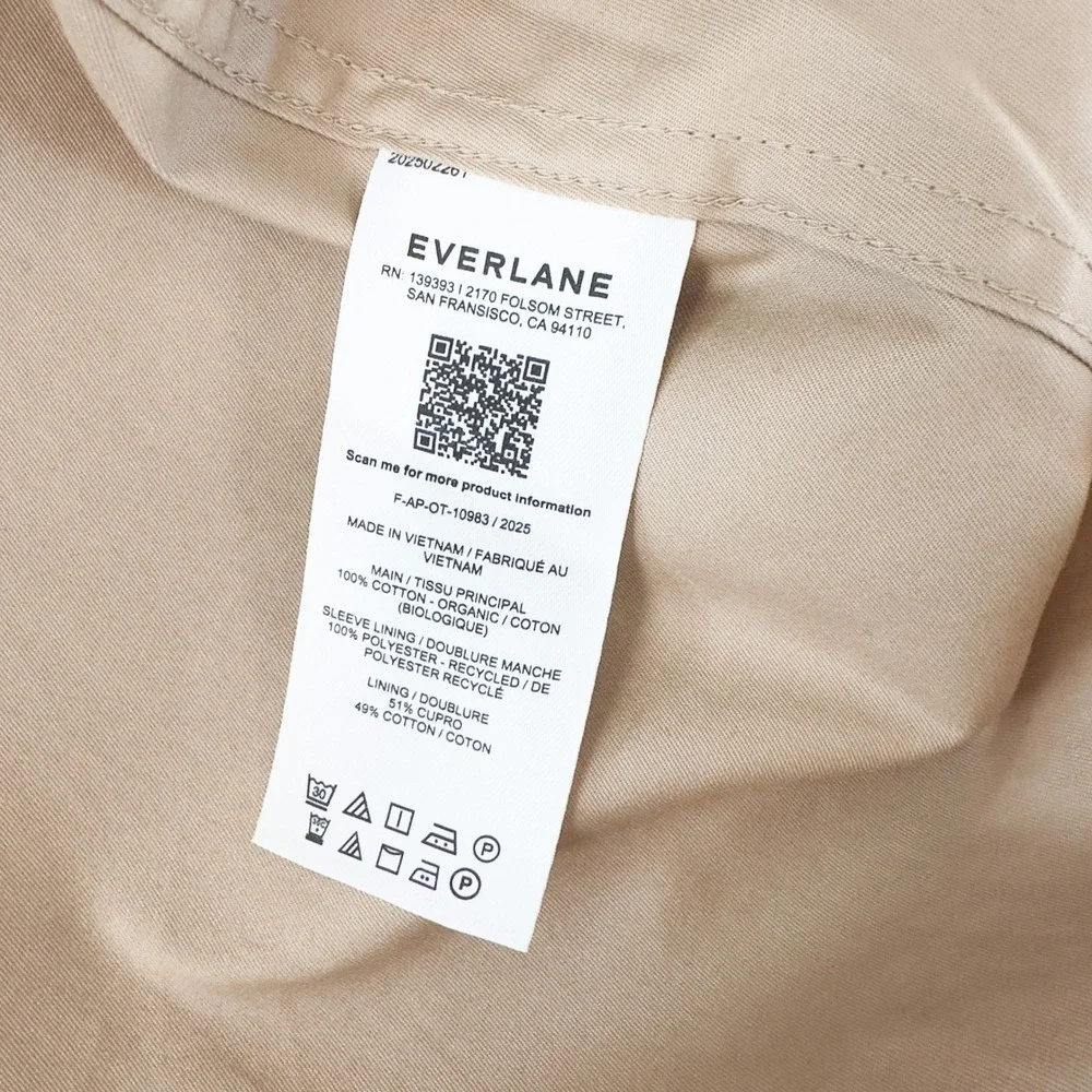 NWT Everlane The Mac Coat‎ Cornstalk Organic Cotton - L - Picture 5 of 7